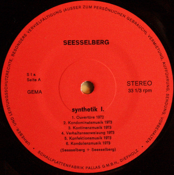 Seesselberg – Synthetik 1. - Mint- LP Record 1974 Private Press Germany Vinyl - Electronic / Abstract / Experimental / Minimal - Shuga Records