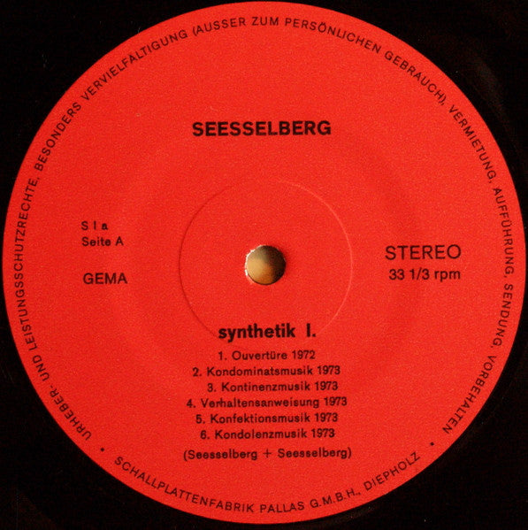 Seesselberg – Synthetik 1. - Mint- LP Record 1974 Private Press Germany Vinyl - Electronic / Abstract / Experimental / Minimal
