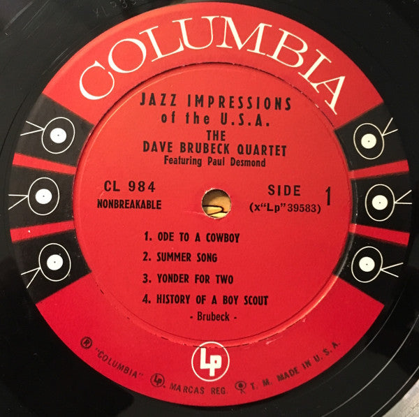 The Dave Brubeck Quartet – Jazz Impressions Of The U.S.A. - VG+ LP Record 1957 Columbia USA Mono 6 eye Vinyl - Jazz / Bop