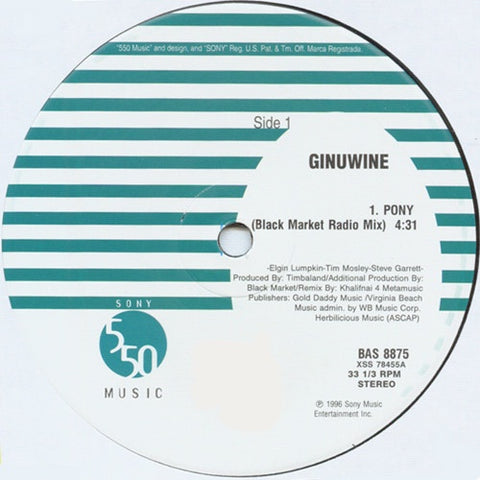 Ginuwine – Pony - VG+ 12" Single Record 1996 USA 550 Music Vinyl - Hip Hop