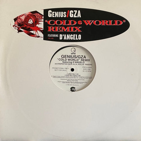 Genius / GZA Featuring D'Angelo ‎– Cold World (Remix) - VG+ 12" Single Record 1996 Geffen USA Promo Vinyl - Hip Hop