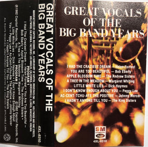 Various – Great Vocals Of The Big Band Years - Used Cassette 1982 Capitol Tape - Jazz/Big Band