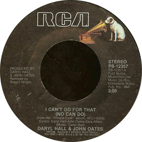 Daryl Hall & John Oates - I Can't Go For That (No Can Do) Mint- 7" Single 45rpm 1981 RCA Promo - Rock / Pop