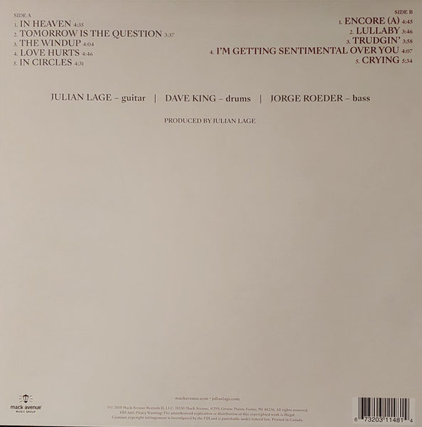 Julian Lage – Love Hurts - New LP Record 2019 Mack Avenue USA Vinyl & Download - Jazz - Shuga Records