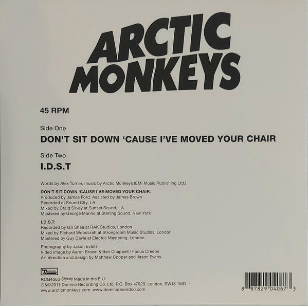 Arctic Monkeys ‎– Don't Sit Down 'Cause I've Moved Your Chair (2011) - New 7" Single Record 2019 Domino Europe Import Vinyl - Indie Rock