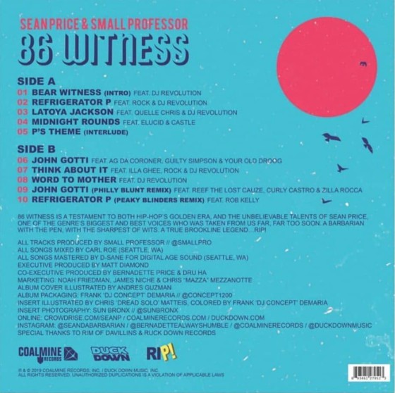 Sean Price & Small Professor ‎– 86 Witness - New LP Record 2019  Duck Down USA Red Vinyl - Hip Hop - Shuga Records