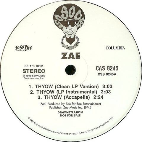 Zae - Thyow / My Boo (at Night, I Think of You) 12" Single SoSo Def - Hip Hop