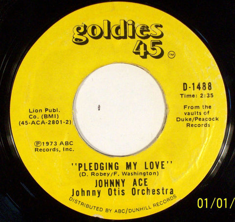 Johnny Ace ‎– Pledging My Love / Anymore - VG+ 7" Single Record 1973 ABC/Goldies 45 USA Vinyl - Rhythm & Blues / Soul