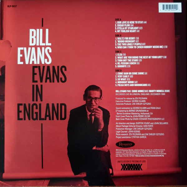 Bill Evans – Evans In England - New 2 LP Record Store Day 2019 Resonance RSD 180 gram Vinyl & Numbered - Jazz / Modal - Shuga Records