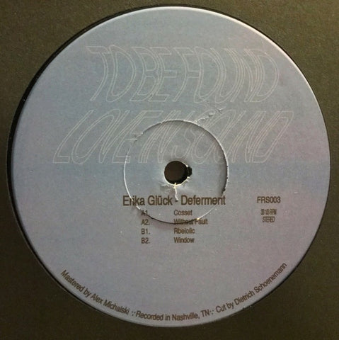 Erika Glück – Deferment - New 12" EP Record 2022 Fixed Rhythms Vinyl - Experimental /Techno