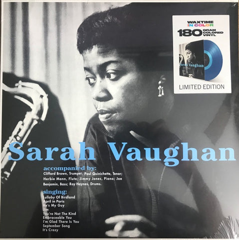 Sarah Vaughan – Sarah Vaughan - New LP Record 2019 WaxTime In Color Blue Vinyl - Jazz