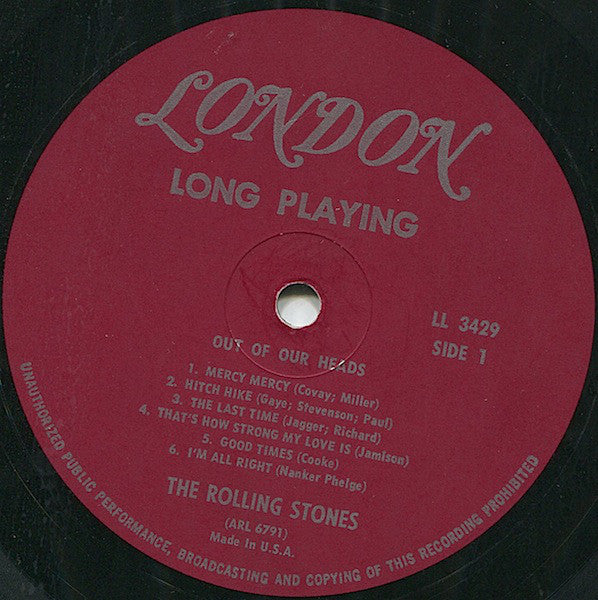The Rolling Stones ‎– Out Of Our Heads VG LP Record 1965 London USA Mono Vinyl - Rock & Roll / Blues Rock - Shuga Records