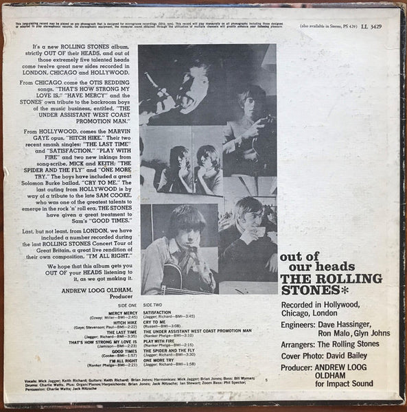 The Rolling Stones ‎– Out Of Our Heads VG LP Record 1965 London USA Mono Vinyl - Rock & Roll / Blues Rock - Shuga Records