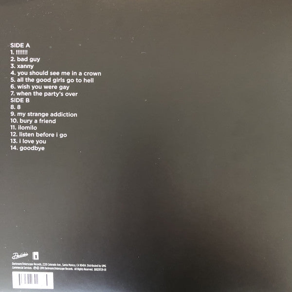 Billie Eilish ‎– When We All Fall Asleep, Where Do We Go? - New Lp Record 2019 Darkroom USA Glow In The Dark Vinyl - Indie Pop / Trap - Shuga Records