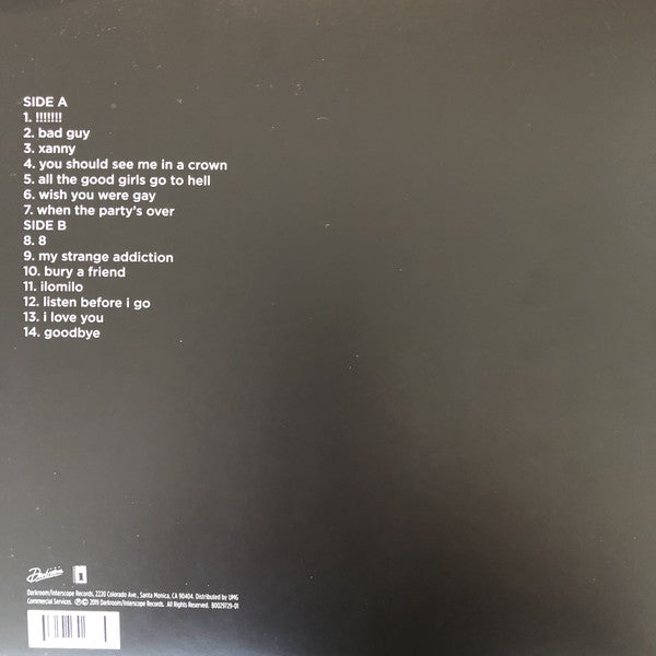 Billie Eilish ‎– When We All Fall Asleep, Where Do We Go? - New Lp Record 2019 Darkroom USA Glow In The Dark Vinyl - Indie Pop / Trap