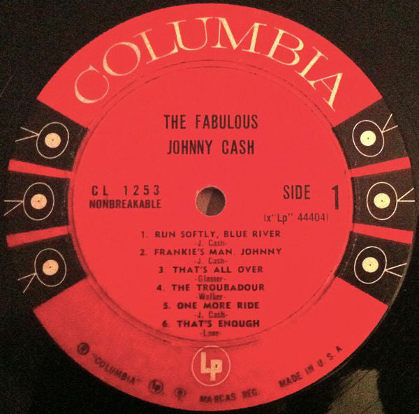 Johnny Cash ‎– The Fabulous Johnny Cash - VG Lp Record 1958 CBS USA Mono Original 6 eye Vinyl - Country / Rockabilly