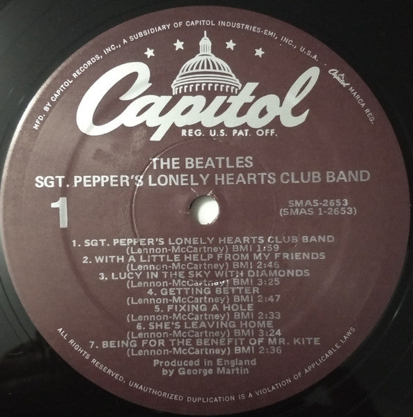 The Beatles - Sgt. Pepper's Lonely Hearts Club Band (1967) - VG+ LP Record 1978 Capitol USA Purple Label Vinyl - Psychedelic Rock / Pop Rock - Shuga Records