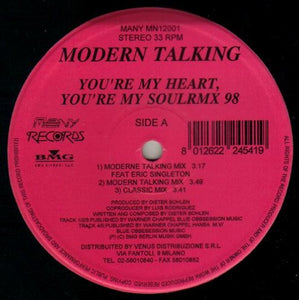 Modern Talking – You're My Heart, You're My Soul RMX '98 - New 12" Single Record 1998 Many Italy Vinyl - Synth-pop / Euro House / Disco