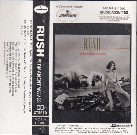 Rush – Permanent Waves- Used Cassette 1980 Mercury Tape- Rock