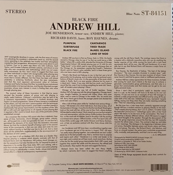 Andrew Hill ‎– Black Fire (1964) - New LP Record 2019 Blue Note