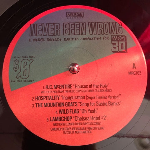 Various – Never Been Wrong: A Merge Records Rarities Compilation For MRG30 - New LP Record 2019 Merge USA Vinyl - Indie Rock / Pop