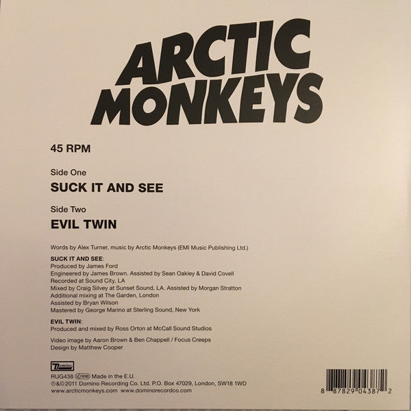 Arctic Monkeys ‎– Suck It And See (2011) - New 7" Single Record 2019 Domino Europe Import Vinyl - Indie Rock - Shuga Records