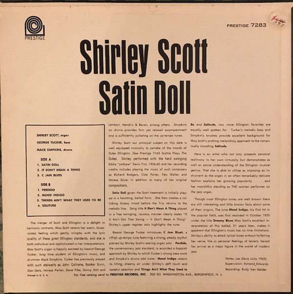 Shirley Scott – Satin Doll - VG+ LP Record 1963 Prestige USA Stereo Rare Vinyl - Jazz / Soul-Jazz - Shuga Records