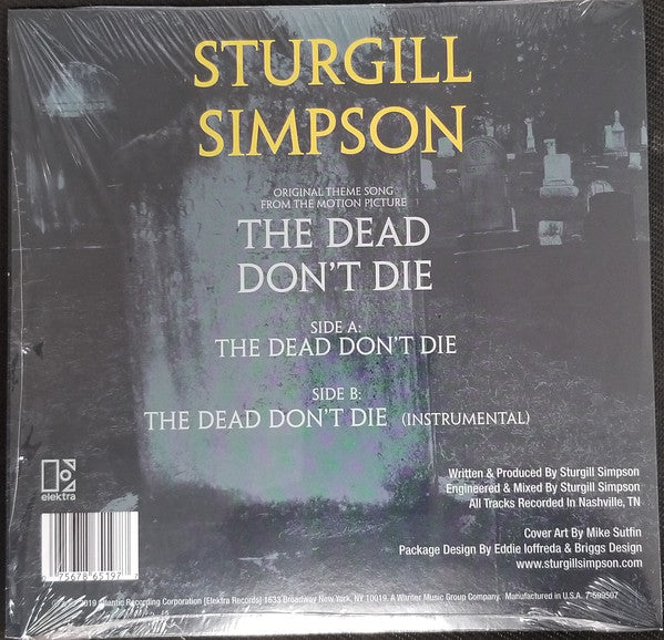 Sturgill Simpson ‎– The Dead Don't Die - New 7" Single Record 2019 Atlantic/Elektra USA Yellow Vinyl - Folk / Soundtrack - Shuga Records