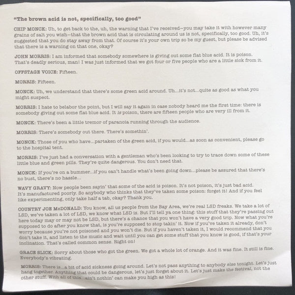 Various – Woodstock 50: "The Brown Acid Is Not, Specifically, Too Good" / "Get Down Off That Tower" - New 7" Single Record 2019 Cotillion Green Vinyl - Non-Music / Spoken Word / Field Recording