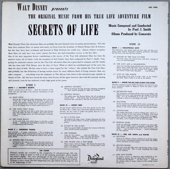 Paul J. Smith – Secrets Of Life - VG+ LP Record 1956 Disneyland USA Vinyl - Soundtrack - Shuga Records