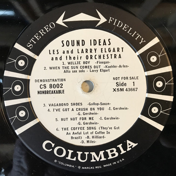 Les And Larry Elgart And Their Orchestra ‎– Sound Ideas - VG- (low grade) LP Record 1958 CBS USA Stereo White Label Promo - Jazz / Big Band - Shuga Records