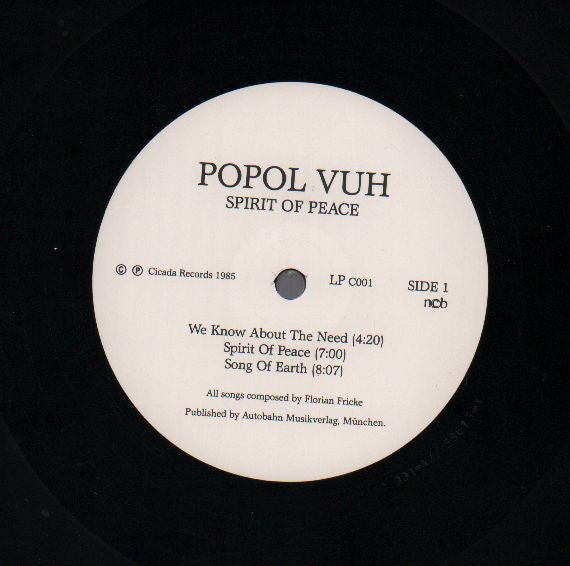 Popol Vuh – Spirit Of Peace - Mint- LP Record 1985 Cicada Norway Vinyl - Krautrock / Ambient - Shuga Records