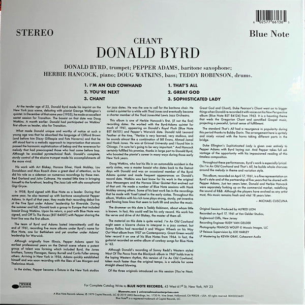 Donald Byrd - Chant (1961) - New LP Record 2019 Blue Note USA Tone Poet Series 180 gram Vinyl - Jazz / Hard Bop - Shuga Records