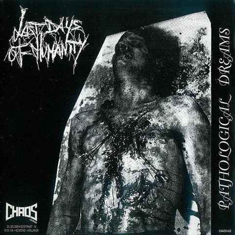 Last Days Of Humanity / Confessions Of Obscurity – Pathological Dreams / Infected - Mint- 7" EP Record 1995 Chaos Netherlands Vinyl & Insert - Grindcore / Noise