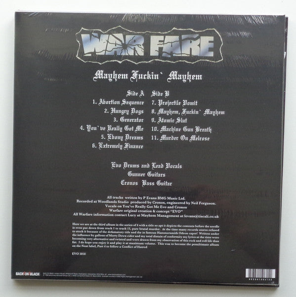 Warfare – Mayhem Fuckin' Mayhem (1986) - New LP Record 2021 Back