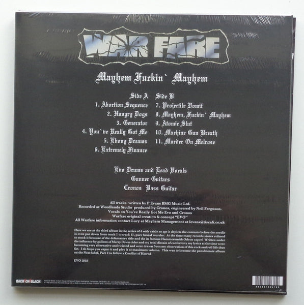 Warfare – Mayhem Fuckin' Mayhem (1986) - New LP Record 2021 Back To Black Europe Import Vinyl - Thrash / Heavy Metal