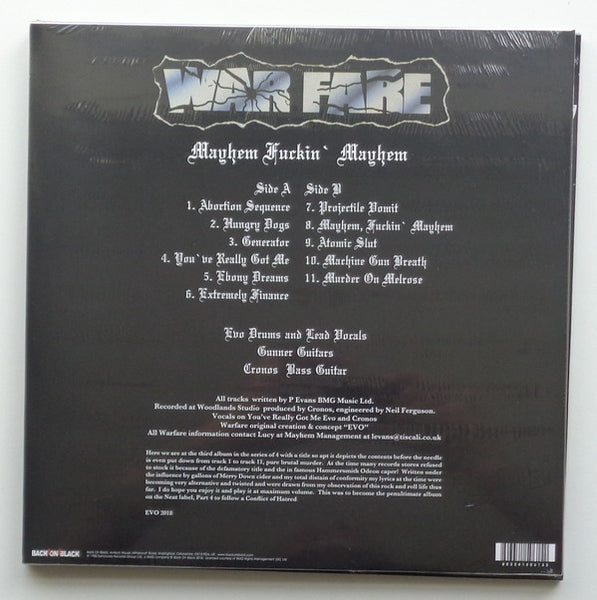 Warfare – Mayhem Fuckin' Mayhem (1986) - New LP Record 2021 Back To Black Europe Import Vinyl - Thrash / Heavy Metal - Shuga Records