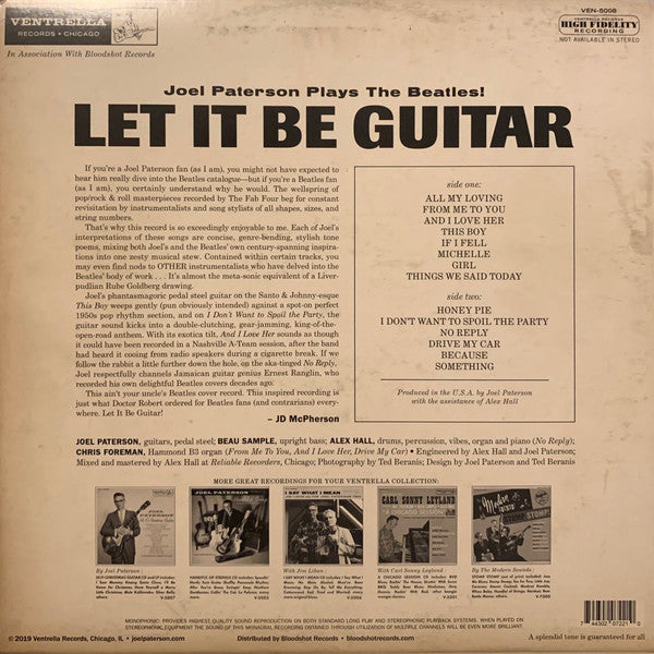 Joel Paterson – Let It Be Guitar - New LP Record 2019 Ventrella White Vinyl - Rock - Shuga Records