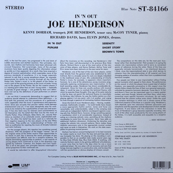 Joe Henderson ‎– In 'N Out (1964) - New LP Record 2019  Blue Note 180 gram Vinyl - Jazz / Post Bop / Modal