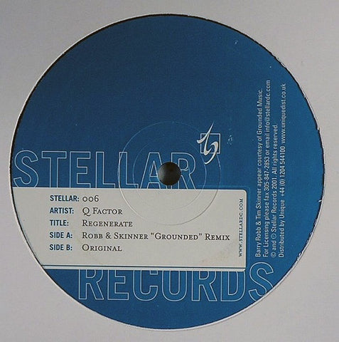Q-Factor – Regenerate - New 12" Single Record 2001 Stellar Vinyl - Progressive House / Tech House