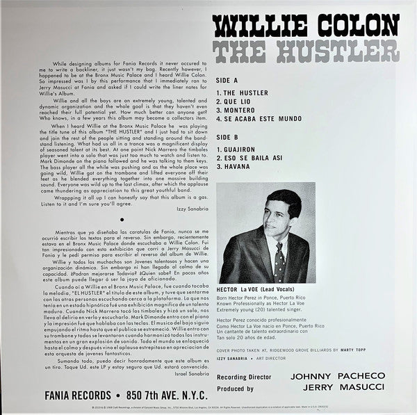 Willie Colón - The Hustler (1968) - New LP Record 2019 Fania/Craft USA 180 gram Vinyl - Latin / Descarga / Boogaloo / Guaguancó / Jazz