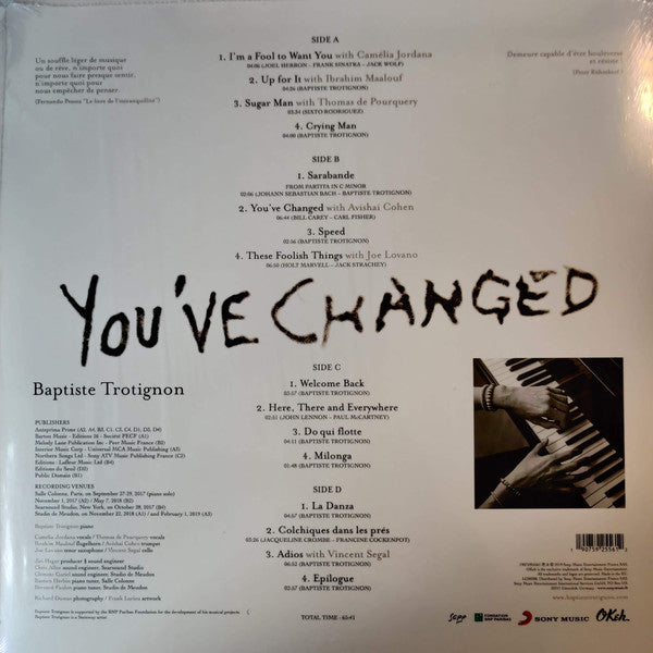 Baptiste Trotignon ‎– You've Changed - New 2 LP Record 2019 Sony/Okeh Europe Import Vinyl - Jazz - Shuga Records