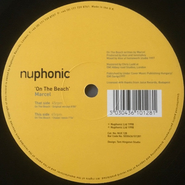 Marcel – On The Beach (Chaser Remix) / On The Beach - New 12" Single Record 1998 Nuphonic UK Vinyl - House