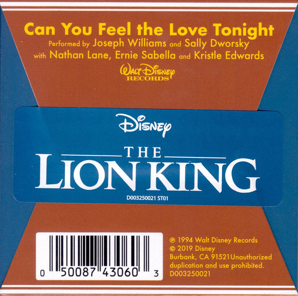 The Lion King / Joseph Williams And Sally Dworsky With Nathan Lane And Ernie Sabella And Kristle Edwards ‎– Can You Feel The Love Tonight - New 3" Single Record Store Day Black Friday 2019 Walt Disney USA RSD Black Friday Vinyl - Soundtrack - Shuga Records