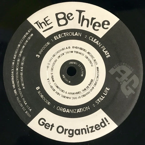 The Be Three – Get Organized! - New 12" Single Record 1995 A.G. Recordings USA Vinyl - Electronic / House / Breaks