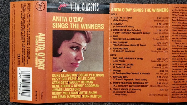 Anita O'Day – Anita O'Day Sings The Winners - Used Cassette 1990 Verve Tape - Vocal / Swing