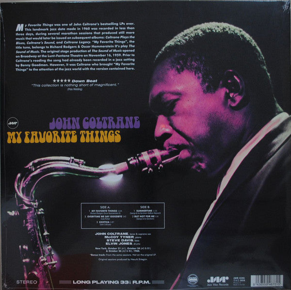 John Coltrane ‎– My Favorite Things - New LP Record 2019 Jazz Wax Europe Import 180 gram Vinyl - Jazz / Hard Bop - Shuga Records