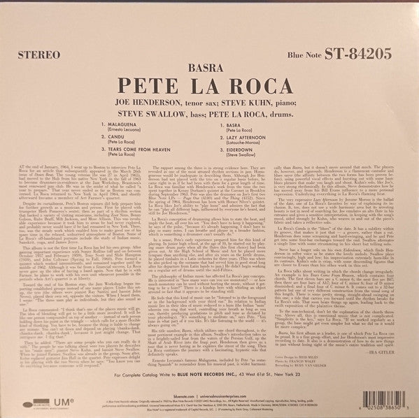 Pete La Roca ‎– Basra (1965) - New LP Record 2020 Blue Note 180 gram Europe Vinyl - Jazz / Post Bop - Shuga Records