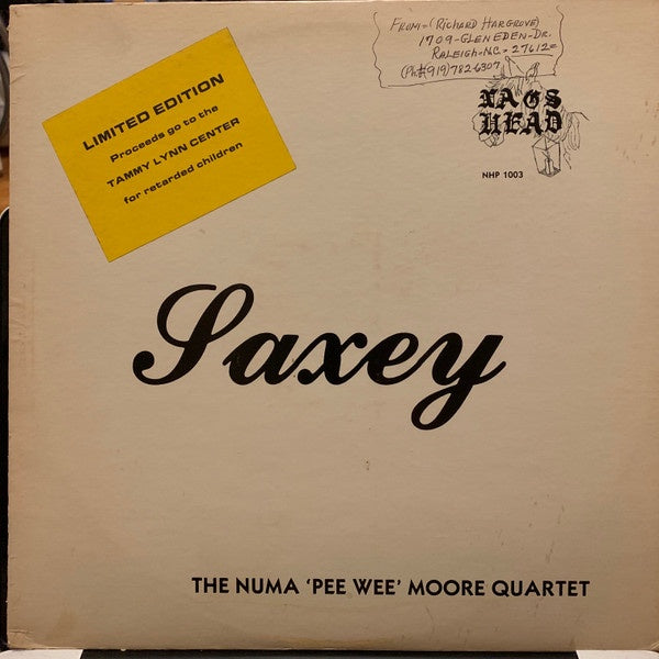 The Numa 'Pee Wee' Moore Quartet – Saxey - Mint- LP Record 1980 Nags Head USA Private Press Vinyl - Jazz / Post Bop / Swing - Shuga Records
