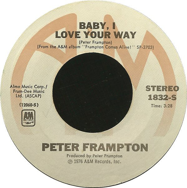 Peter Frampton - Baby, I Love Your Way / It's A Plain Shame VG+ 7" Single 45 Record 1976 USA Original - Pop Rock